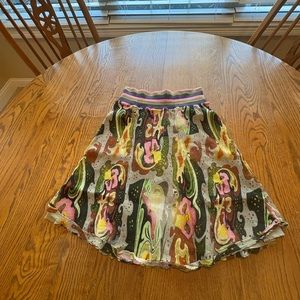Oilily Psychadelic Orchid Print Silk Blend Skirt Women’s 32 US XS